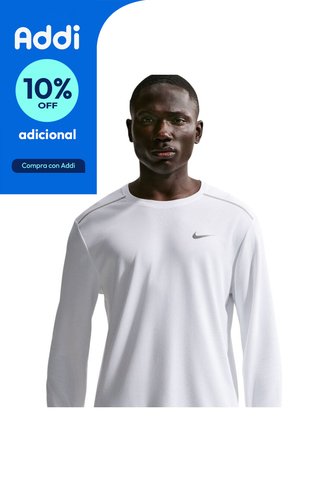 Camiseta Nike Uv Miler Ls Top Hombre-Blanco Nike