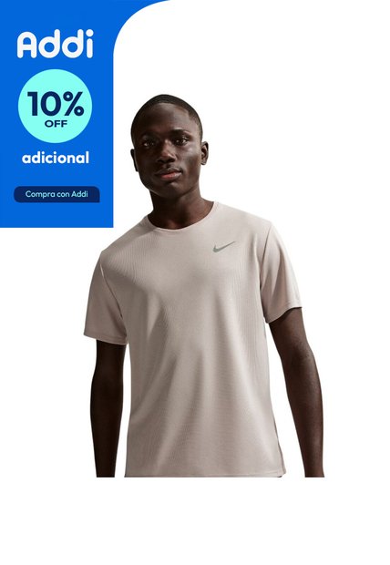 Camiseta Nike M Nk Df Uv Miler Ss Hombre-Beige Claro