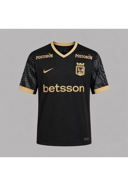 Camiseta Nike Hombre Atlético Nacional 2da 2025-Negro-Dorado