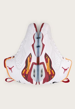 Tenis Basketball Blanco-Vinotinto-Naranja Neón Nike Jordan MVP