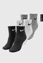 Medias X3 Gris-Negro-Blanco Nike Everyday Cushioned de Nike