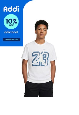 Camiseta Nike 23 Jumpman Ss Niños-Blanco Nike