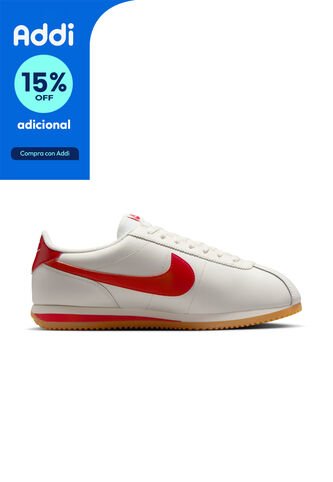 Tenis Nike Cortez Leather Hombre-Blanco/Rojo Nike