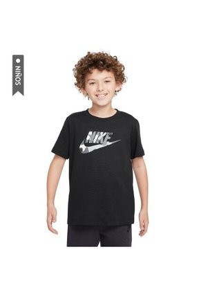 Camiseta Nike K Nsw Tee Club Ssnl Camo Niño-Negro