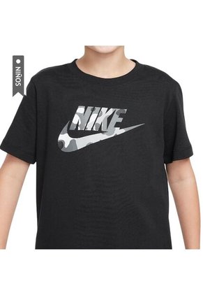 Camiseta Nike K Nsw Tee Club Ssnl Camo Niño-Negro