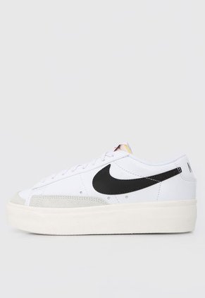 Tenis Lifestyle Blanco-Negro-Gris Nike Blazer Low Plataforma