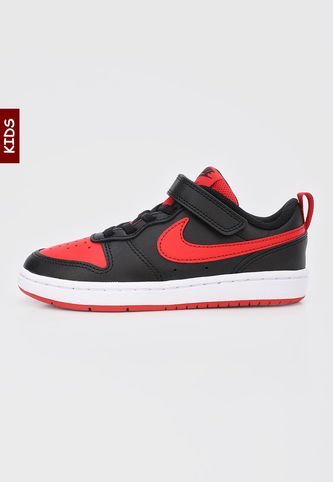 Tenis Lifestyle Negro-Rojo-Blanco Nike Kids Court Borough Low 2 Nike
