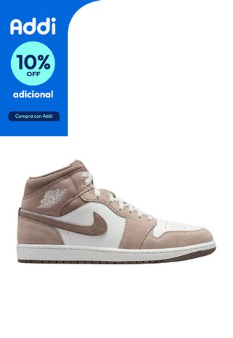 Tenis Nike Air Jordan 1 Mid Hombre-Blanco/Café Nike