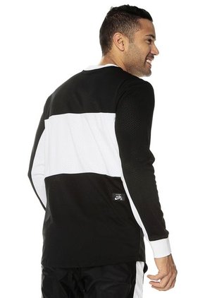 Camiseta Manga Larga  Negra-Blanca Nike Sb Dry Top Xlm Mesh