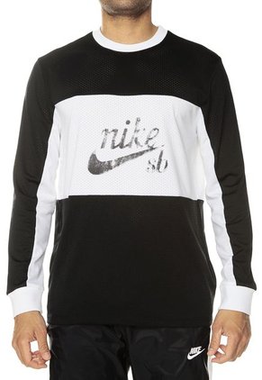 Camiseta Manga Larga  Negra-Blanca Nike Sb Dry Top Xlm Mesh