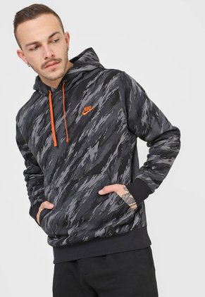 Buzo Negro-Gris-Naranja Nike Sportswear Club Fleece