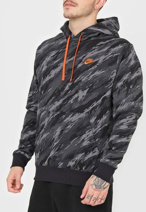 Buzo Negro-Gris-Naranja Nike Sportswear Club Fleece