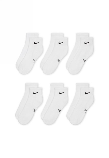 Medias Nike Everydy Cush Ankl 6Pr 108 Niño-Blanco Negro