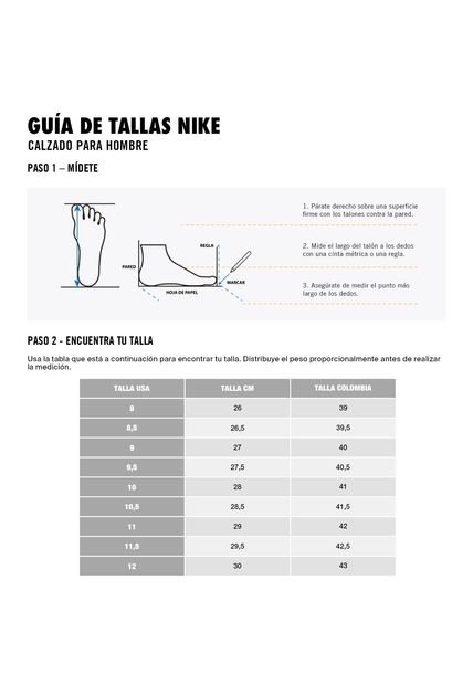 Tallas nike hombre online