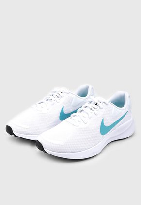 Tenis Running Blanco-Turquesa NIKE Revolution 7