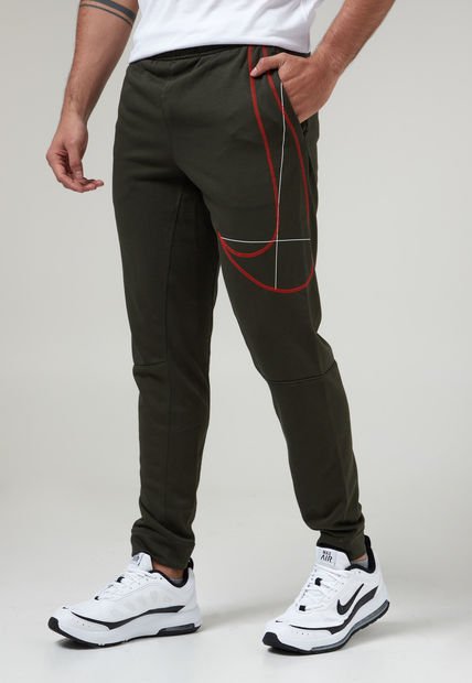 Pantalón Sudadera Verde Oliva-Rojo-Blanco Nike Dri-Fit