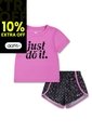 Conjunto Nike Essentials Aop Sprinter Se Niña-Fucsia/Negro de Nike