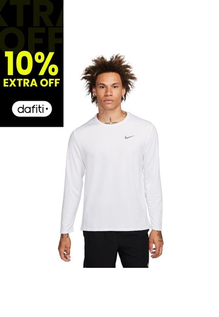Camiseta Manga Larga Nike Df Uv Miler Top Ls Hombre-Blanco