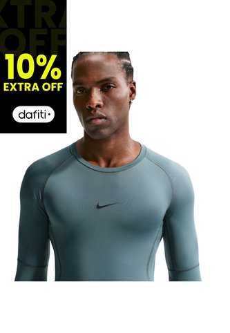 Camiseta Nike Pro Manga Larga-Negro-Verde Nike