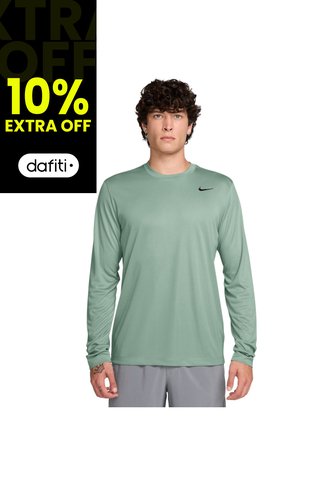 Camiseta Nike M Df Tee Std Ls Flex Hombre-Verde Nike