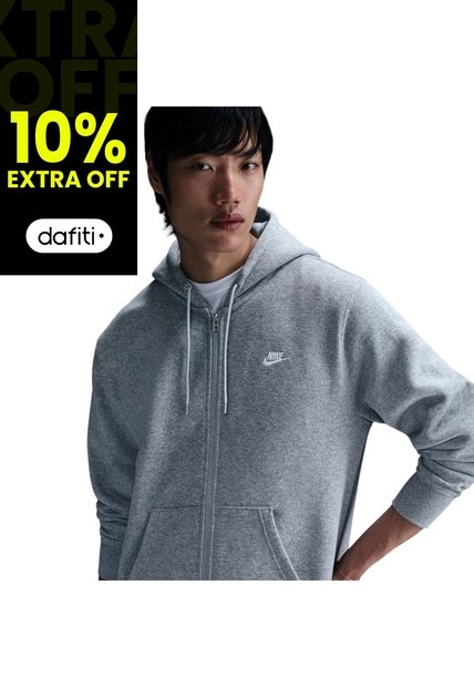 Hoodie Nike Club Bb Fz Hoodie Hombre-Gris
