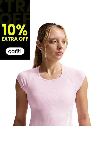 Camiseta Nike Tempo Swoosh Run Df Ss Mujer-Rosa