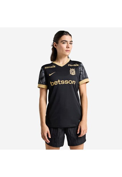 Nike Camiseta Nike Mujer Atlético Nacional Visitante 2025-Negro-Dorado Camiseta
