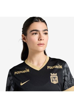 Nike Camiseta Nike Mujer Atlético Nacional Visitante 2025-Negro-Dorado Camiseta