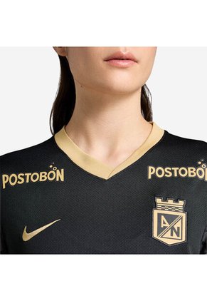 Nike Camiseta Nike Mujer Atlético Nacional Visitante 2025-Negro-Dorado Camiseta