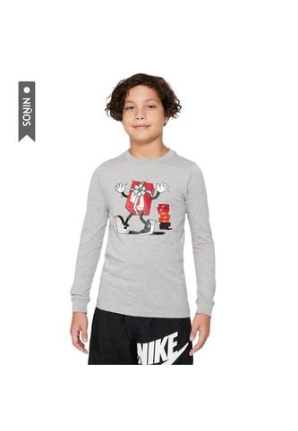 Camiseta Manga Larga Nike Sportswear Tee Niño-Gris Nike