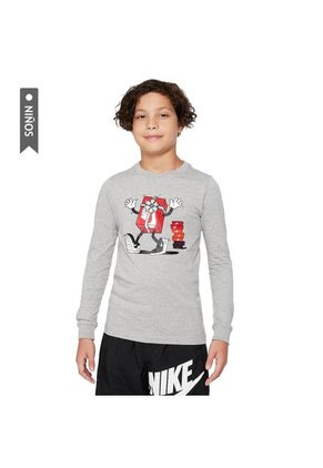 Camiseta Manga Larga Nike Sportswear Tee Niño-Gris