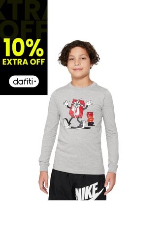 Camiseta Manga Larga Nike Sportswear Tee Niño-Gris Nike