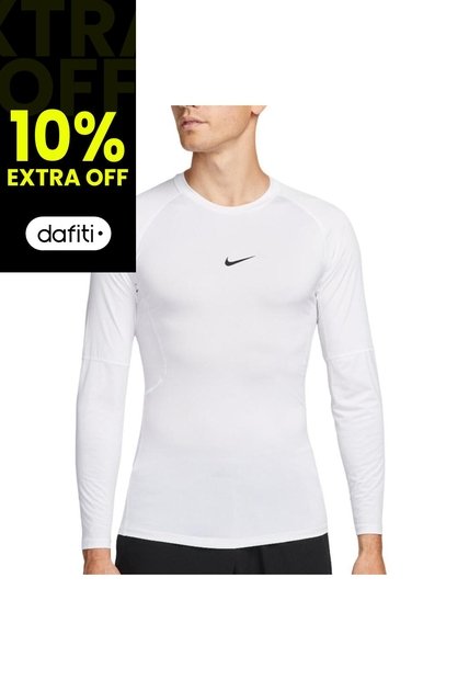 Camiseta Nike Pro Manga Larga-Blanco