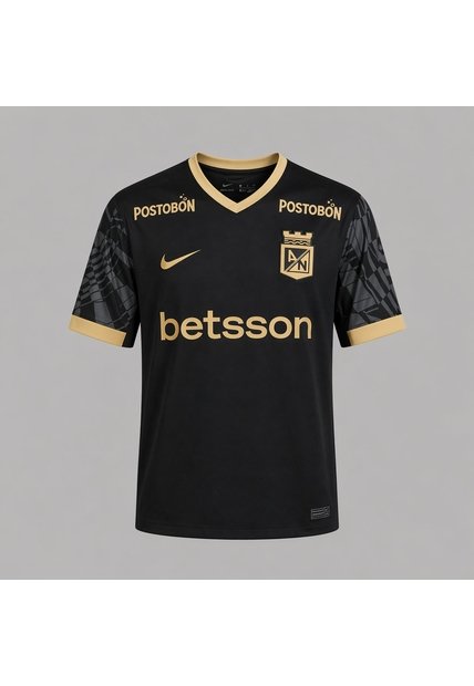 Camiseta Nike Hombre Atlético Nacional 2da 2025-Negro - Dorado - Fútbol | Uso Casual Y Entrenamiento