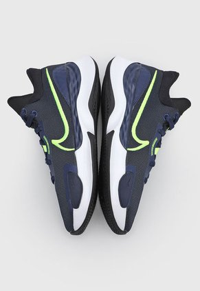 Tenis Basketball Azul Navy-Amarillo Neón-Blanco Nike Renew Elevate III