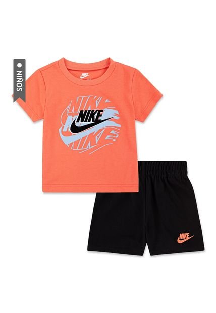 Conjunto Nike B Nsw On The Move Jrsy Infantes-Naranja/Negro