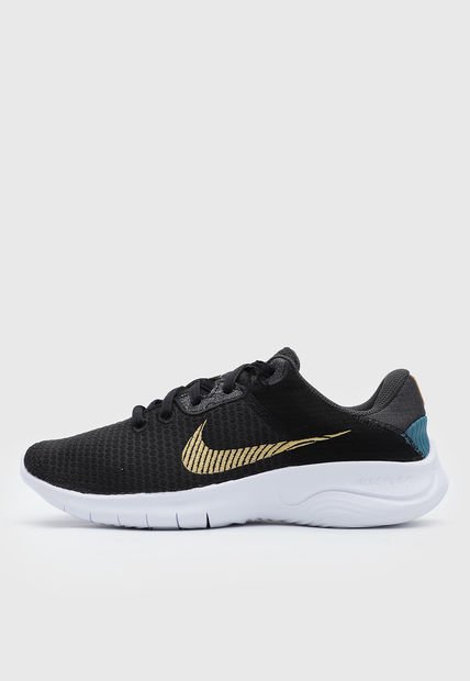 Tenis Running Negro-Blanco-Dorado Nike Flex Experiencie RN 11 NN