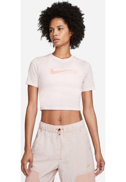 Camiseta Mujer Nike Sportswear Tee Slim Crop Swoosh - Rosa