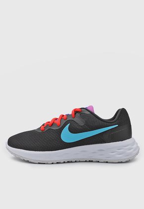 Tenis Running Negro-Coral-Celeste Nike Revolution 6 NN