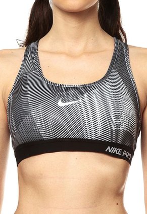 Top Negro/Gris/Blanco Nike Pro Clsc Pad Frquency Bra
