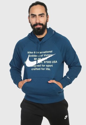 Hoodie Azul-Blanco Nike Swoosh po f