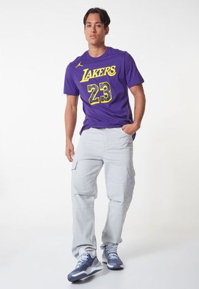 Camiseta Violeta-Amarillo-Negro Nike Los Angeles Lakers Statement Edition