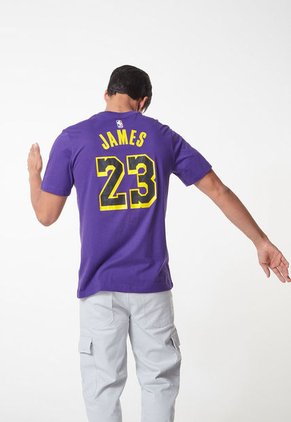 Camiseta Violeta-Amarillo-Negro Nike Los Angeles Lakers Statement Edition