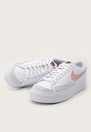 Tenis Lifestyle Blanco-Rosa-Gris Nike Blazer Low Plataforma