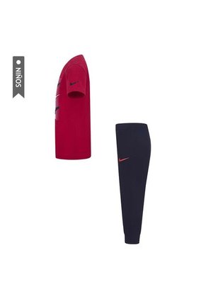 Conjunto Deportivo Nike Swoosh Niños-Negro/Rojo