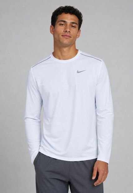 Camiseta Running Manga Larga NIKE Miler Blanco