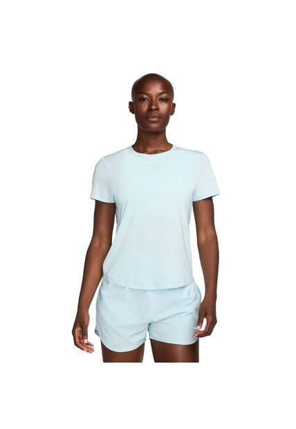 Camiseta Nike Uno Clásico Mujer-Celeste