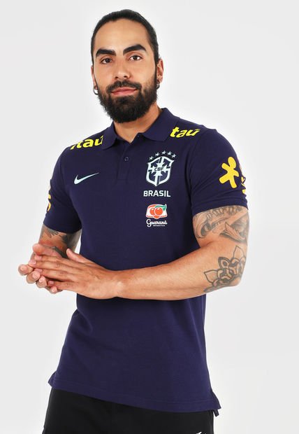 Camiseta Azul Navy-Amarillo-Naranja Nike Brasil