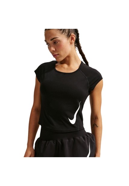 Camiseta Nike Tempo Swoosh Run Df Ss Mujer-Negro