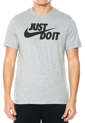 Camiseta Gris-Negro Nike M nsw Tee Just Do it Swoosh